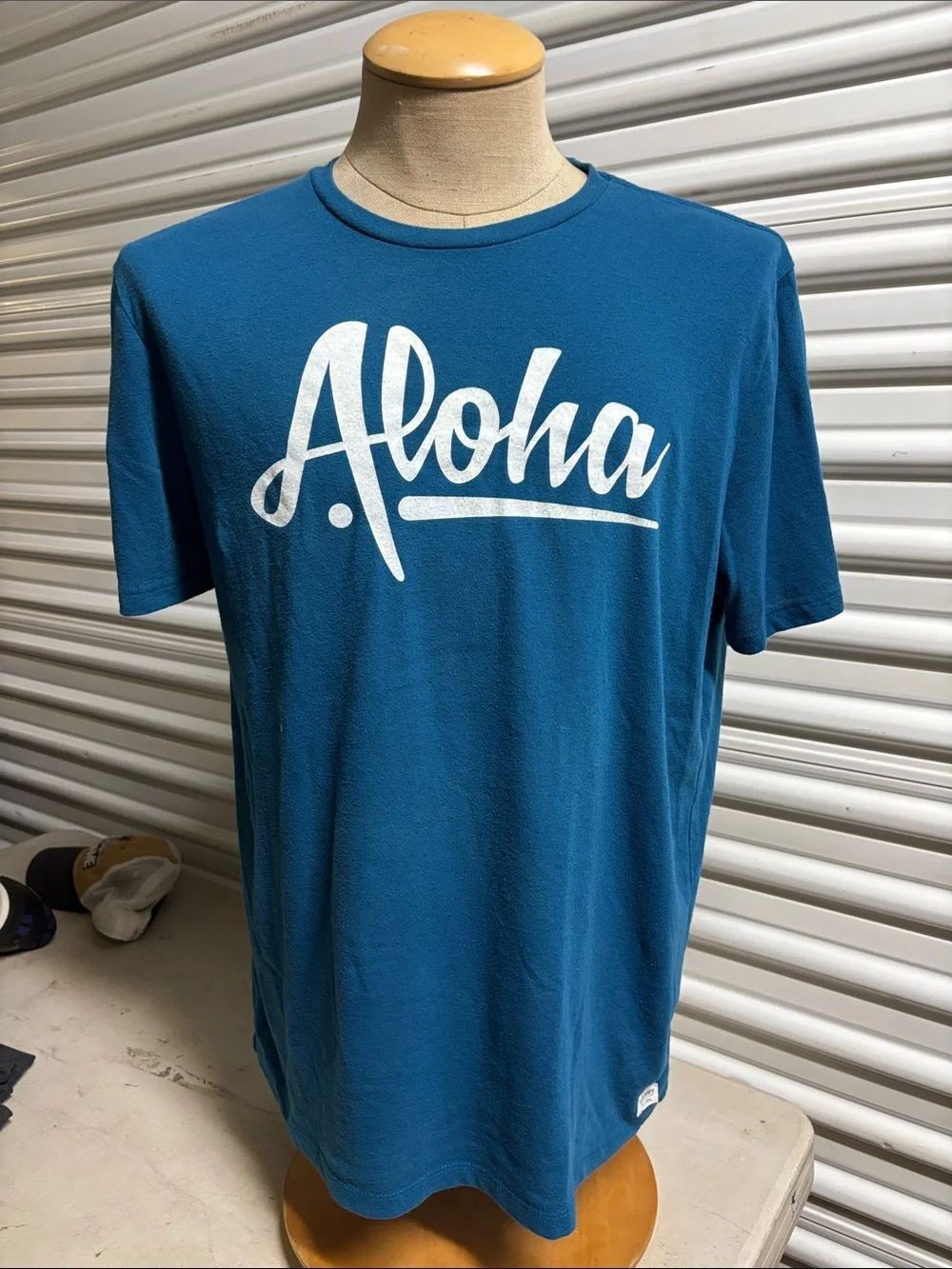 Old Navy Teal Blue Aloha Graphic Tee L